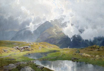 Paysage de haute montagne couvert de nuages